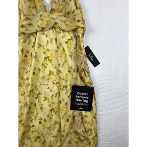 Lulus Yellow Floral Chiffon Ruffle Maxi Dress Sleeveless High Low V-Neck Small thumbnail 2