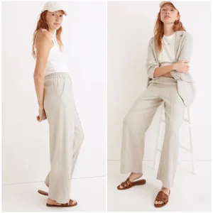 Madewell Breezewoven Pull On Wide Leg Pants Sz XS Linen Blend Casual‎ Sage Green thumbnail 2