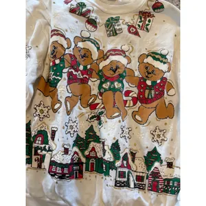 Vintage NutCracker Christmas Teddy Bear Village Sweatshirt White Large Made USA thumbnail 2