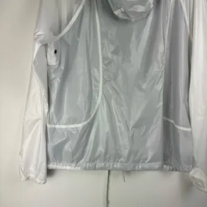 Athleta White Lined Windbreaker Jacket Sz 1X Full Zip Athletic Pockets Hooded thumbnail 14