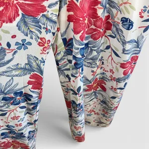 Umgee Tropical Hawaiian‎ Floral Jumpsuit Red Blue White Ruffled Straight Leg L thumbnail 3