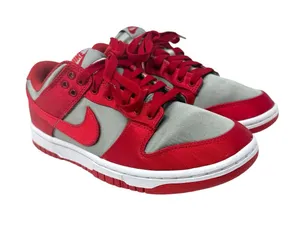 Nike Dunk Low UNLV Satin Varsity Red Metallic Silver Sneakers Women's Size 7 thumbnail 1
