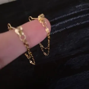 18K Gold Plated Gold Chain Tassel Dangle Drop Earrings for Women thumbnail 2