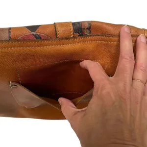 Patricia Nash Vintage‎ Patch leather saddle bag Nepali Coast Hawaii suede inside thumbnail 5