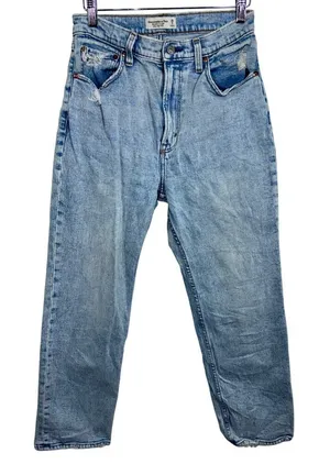 NEW Abercrombie & Fitch Ankle Straight Ultra High Rise Blue Denim Jeans Sz 28 6 thumbnail 1