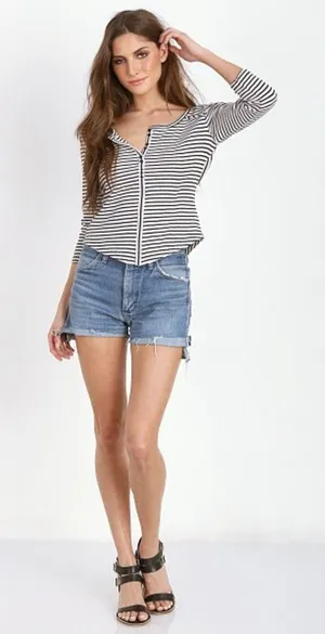 We‎ The Free Striped Cropped Thermal Top Size Large thumbnail 1