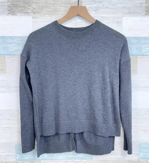 Athleta Highland Crossback Sweater Charcoal Gray Open Back Athleisure Womens S thumbnail 1