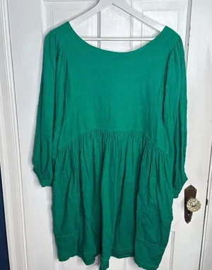 Free People Get Obsessed Emerald Green Babydoll dress W1035 Sz S thumbnail 3