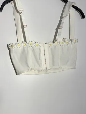 Urban Outfitters White Daisy-Trim Longline Bralette thumbnail 11