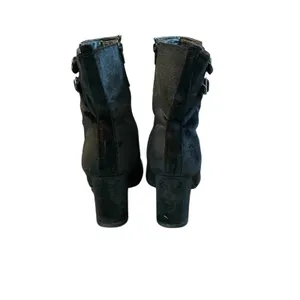 Jiba Velvet Lace Up Ankle Boots Womens 8 Black Goth‎ Victorian Steampunk Buckle thumbnail 9