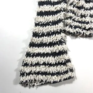Free People Downy XS Striped Knit Pullover Bell Sleeve Sweater Grey Ivory EUC thumbnail 4