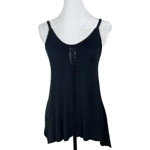 San Francisco City Lights Gypsy Lace Cami Tank Top Black Size XS NEW thumbnail 2