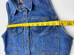 Vintage Y2K Jean Denim Cropped Button Vest Top By Paris Blues Originals XS Extra thumbnail 7