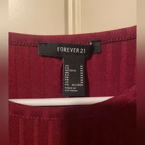 Forever 21 Maroon Ribbed Long Sleeve Fitted Bodycon Dress NWT thumbnail 4