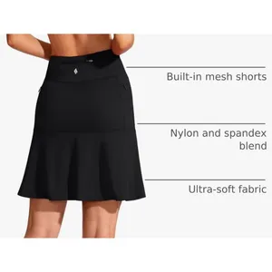 SANTINY Black Ruffled Golf Skort 19"Athletic Tennis Skirt Coquette Gorpcore L thumbnail 4