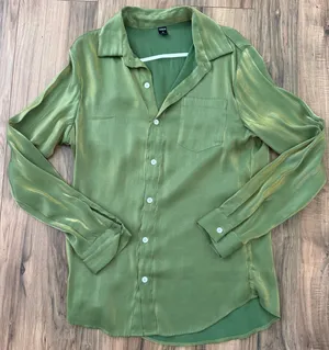 Shein Green Button Down Blouse thumbnail 1