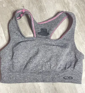 Champion Sports Bra Racer Back Women's Sz‎ M Athletic Gray Pink Pullover Stretch thumbnail 1