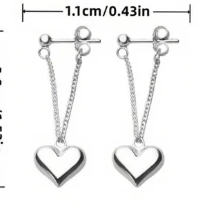 Elegant Silver Heart earrings. Hypoallergenic thumbnail 5
