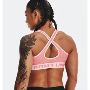 Under Armour Sports Bra Women XL Pink Logo Crossback Compression Athleisure thumbnail 5