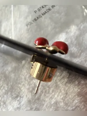 COACH Red Enamel Vintage Charms Cherry Stud Earrings thumbnail 5