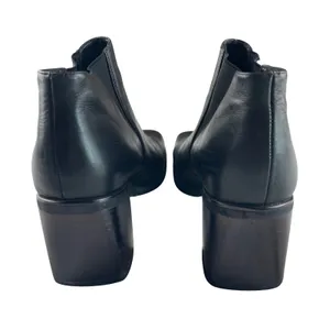 Impo Katrina Black Leather‎ Square Toe Block Heel Ankle Boots Womens 9B Stretch thumbnail 4