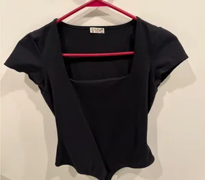 Free People Square Eyes Bodysuit Size Large in Black thumbnail 1