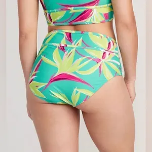 NWT Old Navy Teal World High-Waisted Bikini Swim Floral Quick Drying SZ S #1211 thumbnail 4
