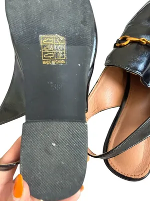 BLACK PATENT Slingback Loafer Flats Size 38 US 7.5 thumbnail 5