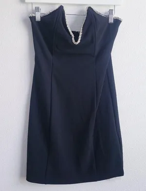 Anthropologie NWT /Minimalist Lovers Commense Rhinestone Trim Mini Dress thumbnail 3