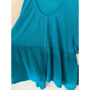 Daily Thread Blue Button Up Long Sleeve Top Woman’s Size 2X NEW thumbnail 3
