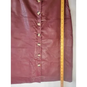 Bohme Faux Leather Skirt Women's Size S Burgundy Button Front Knee Length NWT thumbnail 7
