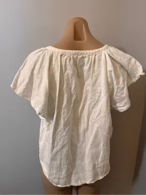 Universal Threads White Linen Blend Short Sleeve Shirt Large thumbnail 4