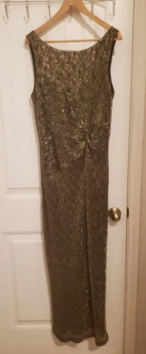 Calvin Klein Women's Faux-Wrap Metallic Dress Black/Gold 14 thumbnail 1