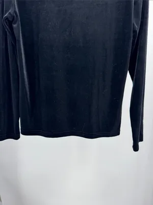Ralph Lauren Black Women's velvet velour long sleeve Top L casual winter holiday thumbnail 3