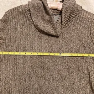 Jones New York NWT szM long sleeve heathered grey tan cowl neck high low tunic thumbnail 11