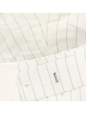 NEW Calvin Klein Pinstriped Pleated Pants Linen Blend Lined White / Khaki 14 thumbnail 8