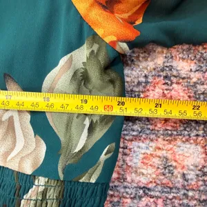 Baltic Born Olivia Teal Green Floral Smocked V-Neck Maxi Dress Long Sleeve 2XL thumbnail 8