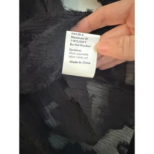 Commense Black Sheer Eyelash Textured‎ Button Up Top Long Flare Sleeve XS thumbnail 5