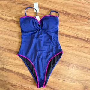 Cupshe Royal Blue Pink Trim‎ One Piece Swimsuit Keyhole Cutout Size M thumbnail 8