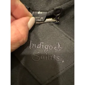 Indigo Saints Women's Gray Belted‎ Fleece Coat L lime Green satin like lining thumbnail 4