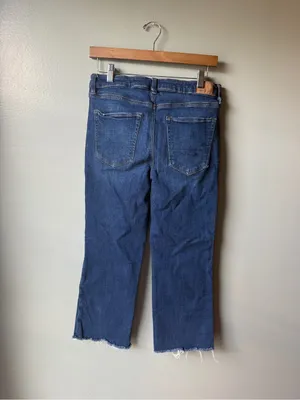 American Eagle Kick Boot Crop Jeans Women’s 8 Short Dark Wash Raw Hem thumbnail 6