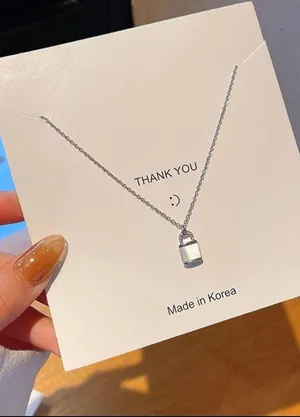 925 silver Plated Lock Chain Necklace thumbnail 2