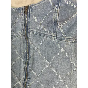Y2K Denim Bodycon Dress Medium Zip Front Forever 21 Blue Mini Dress thumbnail 2