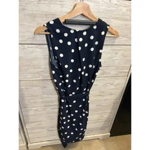 A New Day Navy Blue White Polka Dot Sleeveless V-Neck Mini Dress Womens Small thumbnail 6
