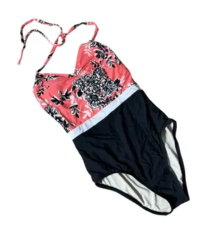 Sea Angel Womens Beachwear‎ Floral Halter One Piece Colorblock Swimsuit Size S thumbnail 1