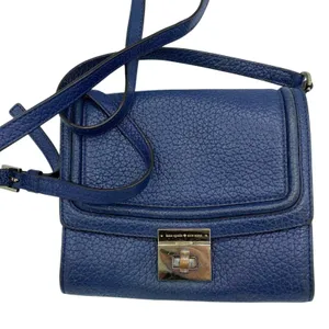 Kate Spade NY Merrick Blue Crossbody Handbag Pebbled Leather Purse Bag Gold thumbnail 2