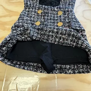 Storets Tweed Skort Romper Gold Button Double Breasted Sleeveless Pinafore Dress thumbnail 6