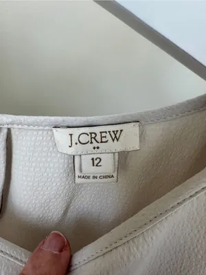 J. Crew Light Cream Flutter Short-Sleeve Slight Textured Blouse Size 12 thumbnail 6