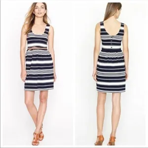 Jcrew Striped Nautical Villa Navy Blue White Tank Dress Button Back M thumbnail 2