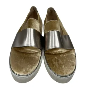 Stuart Weitzman Sz 9 The Boyband Gold Gilt Pane Velvet Slip Sneaker Shoe Women's thumbnail 3